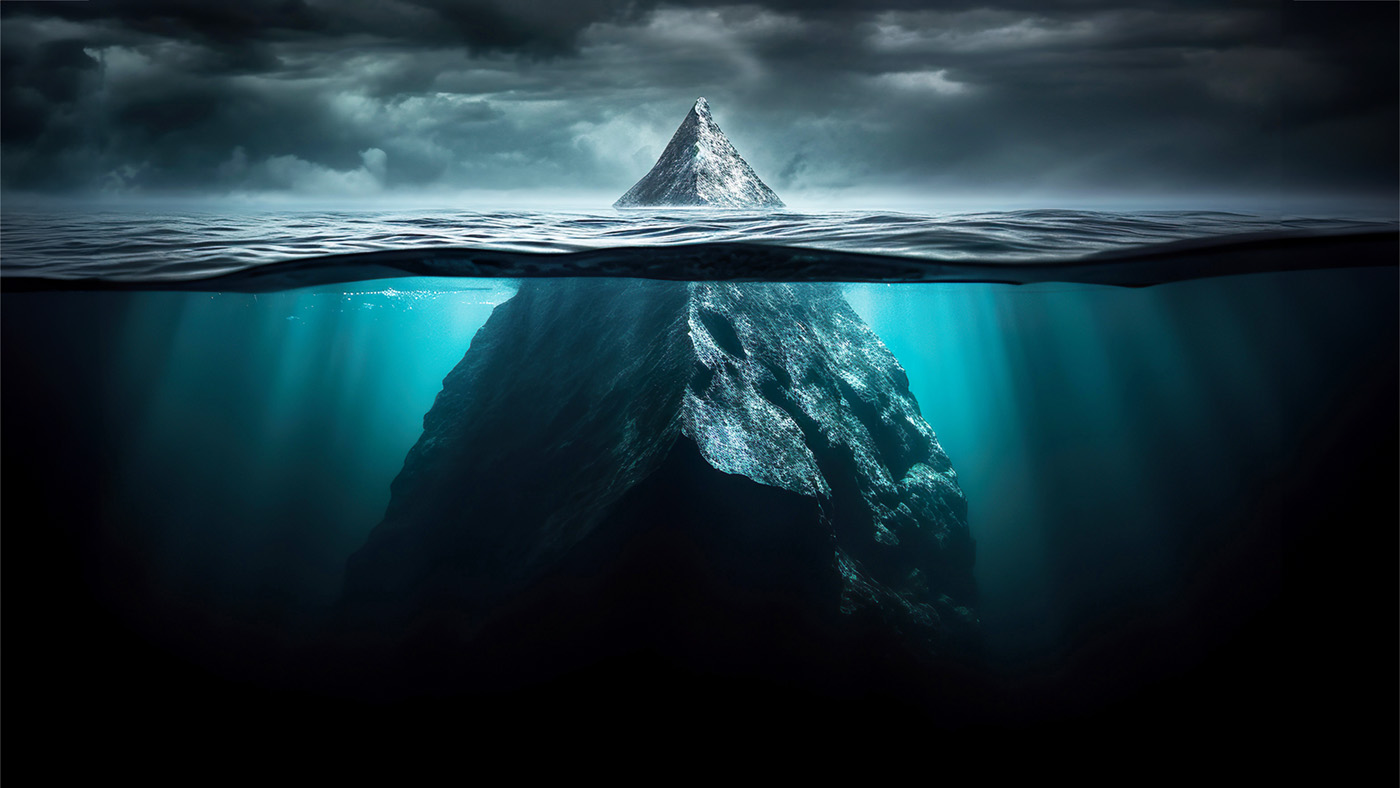 La pointe de l'iceberg au-dessus de l'eau